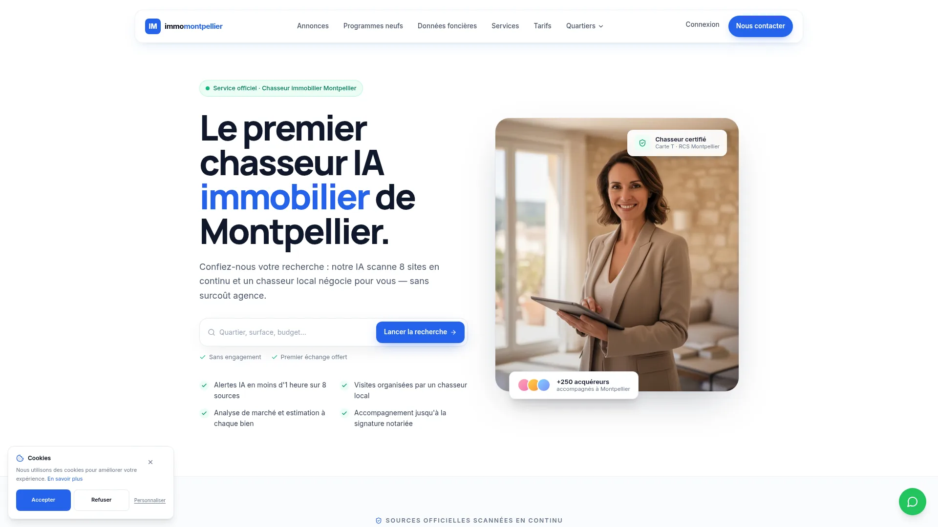 IMMO MONTPELLIER — Le premier chasseur IA immobilier de Montpellier.